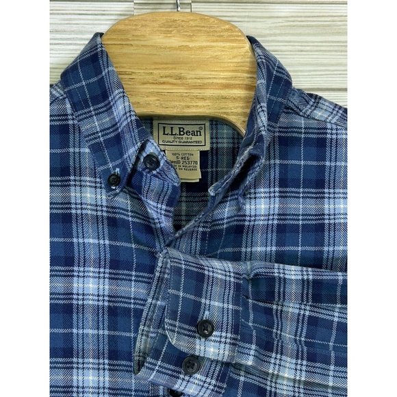 LL Bean Mens Size Small Traditional Fit Blue Plaid Button Up‎ Long Sleeve Shirt - Picture 1 of 8